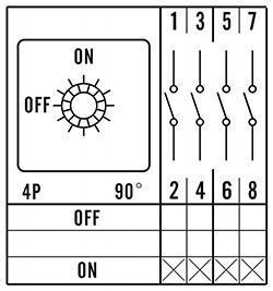 Interruptores de levas On-Off, 2 polos y 2 posiciones